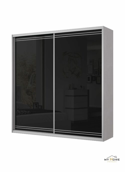 ארון הזזה בוסטון 2 דלתות – זכוכית שחור