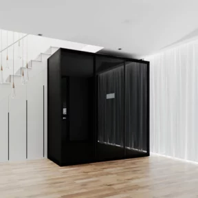 ארון הזזה יהלום 3 דלתות זכוכית שחור – עם מראה 2.40